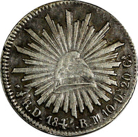 Mexico FIRST REPUBLIC Silver 1842/3 D RM 1/2 Real OVERDATE Durango Mint KM#370.3