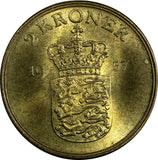 Denmark Frederik IX Aluminum-Bronze 1957 C S 2 Kroner GEM BU 31mm KM# 838.2 (50)