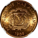 Dominican Republic Bronze 1969 1 Centavo NGC UNC DETAILS F.A.O. RED KM# 32 (015)