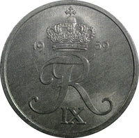 Denmark Frederik IX Zinc 1959 CS 5 Øre GEM BU KM# 843.2 (23 843)