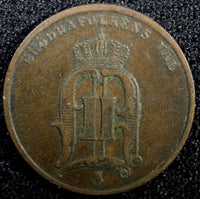 Sweden Oscar II Copper 1876 2 Ore  KM# 735   (23 134)