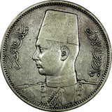 EGYPT Farouk (1936-1952) Silver AH1356 / 1937 5 Piastres  VF KM# 366 (18 851)