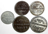 Germany Military Coinage LOT OF 5 COINS Iron 1916 3,2,1  Kopecks KM#22;KM23;KM21