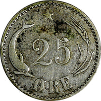 Denmark Christian IX Silver 1900 VBP 25 Ore KM# 796.2 (17 624)