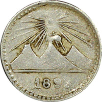 Guatemala Silver 1893 1/4 Real Mountains with Sun  KM# 159 (22 666)