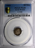 Great Britain Edward VII Silver 1903 2 Pence PCGS PL65 PROOFLIKE TONED KM#796(8)