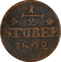 German States BERG Maximilian IV Joseph Copper 1802 R.1/2 Stüber KM# 2 (18 246)