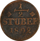 German States BERG Maximilian IV Joseph Copper 1802 R.1/2 Stüber KM# 2 (18 246)