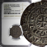 BELGIUM Hainault. Margaret (1244-80) Demi-Gros Cavalier NGC AU DETAILS SCARCE(6)