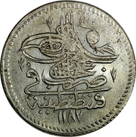 TURKEY Abdul Hamid I Silver AH1187/14 (AD 1786) Piastre HIGH GRADE KM# 398