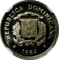 DOMINICAN REPUBLIC PROOF 1984 MO 10 Centavos NGC PF67 ULTRA CAMEO Duarte KM# 60