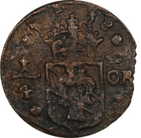 Sweden  Christina (1632-1654) Copper 1638 1/4 Öre 29.35 mm KM# 160 (20 996)