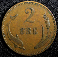 Denmark Christian IX Bronze 1899 VBP 2 Ore  KM# 793.2 (23 780)