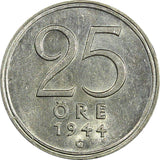 Sweden Gustaf V Silver 1944 G 25 Öre UNC  KM# 816 (22 027)