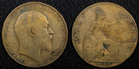Great Britain Edward VII Bronze 1908 1/2 Penny  KM# 793.2 (24 230)
