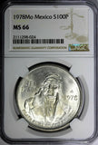 Mexico ESTADOS UNIDOS MEXICANOS Silver 1978 Mo 100 Pesos NGC MS66 KM# 483.2 (4)