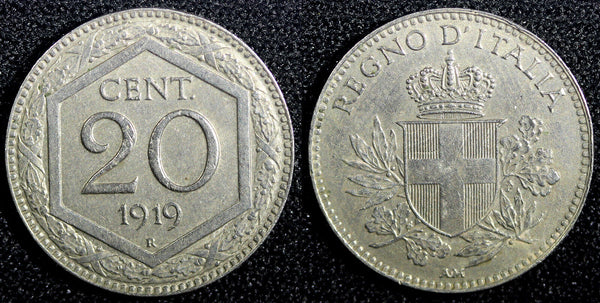 Italy Vittorio Emanuele III Copper-nickel 1919 R 20 Centesimi  KM# 58 (23 720)