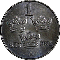 Sweden Gustaf V Iron 1950 1 Öre GEM BU  KM# 810 (21 867)