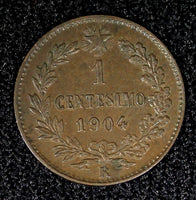 Italy Vittorio Emanuele III Bronze 1904 R 1 Centesimo KM# 35  (22 487)