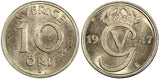 Sweden Gustaf V (1907-1950) Nickel-Bronze 1947 TS 10 Öre BU KM# 795 (22 130)