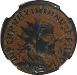 Roman Maximian,AD286-310 AE Post-Ref.Radiate / Victory From Jupiter NGC (018)