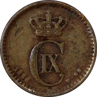 Denmark Christian IX Bronze 1888 CS 1 Ore KEY DATE SCARCE KM# 792.1 (10 195)