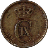 Denmark Christian IX Bronze 1888 CS 1 Ore KEY DATE SCARCE KM# 792.1 (10 195)