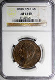Italy Copper Umberto I 1894 BI 10 Centesimi NGC MS62 BN  KM# 27.1 (011)