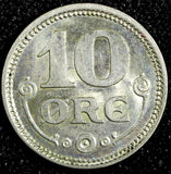 Denmark Christian X Silver 1918 VBP; GJ 10 Øre Last Year UNC KM# 818.1 (23 850)