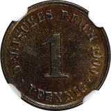 Germany - Empire Wilhelm II Copper 1900-A 1 Pfennig NGC MS63 BN KM# 10 (190)