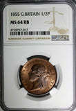 GREAT BRITAIN Victoria (1837-1901) 1855 1/2 Penny NGC MS64 RB 28 mm KM# 726
