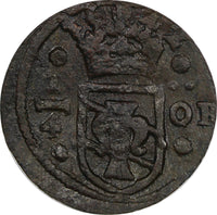 Sweden  Christina (1632-1654) Copper 1642 1/4 Öre SCARCE DATE  KM# 160 (20 997)