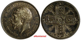 GREAT BRITAIN George V Silver 1916 Florin 2 Shillings WWI Issue Toned KM# 817(3)