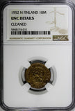 Finland 1952 H 10 Markkaa NGC UNC DETAILS 1st Year for Type KM# 38 (011)