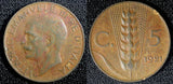 Italy Vittorio Emanuele III Bronze 1921 R 5 Centesimi KM# 59 (23 725)