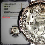 GREAT BRITAIN Edward VII Silver 1902 Maundy Set (4 Coin) NGC MS66,MS65 Toned