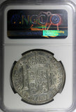 Mexico SPANISH COLONY Charles IV Silver 1802 MO FT 8 Reales NGC AU DET. KM# 109