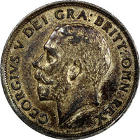 Great Britain George V Silver 1915 1 Shilling XF Toning KM# 816;S-4013 (11 371)