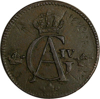 SWEDEN Gustaf IV Adolf 1803 1/2 Skilling OVERSTRUCK 1748 1 ore SCARCE KM565(735)