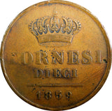 Italian States NAPLES Ferdinand II Copper 1859 10 Tornesi 38mm KM# 369 (23 503)