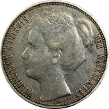 Netherlands Wilhelmina I Silver 1898 1 Gulden 28mm Coronation Issue KM# 122.1