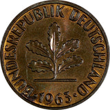 Germany - Federal Republic Bronze 1963 J 2 Pfennig Hamburg Mint Unc KM# 106 (80)