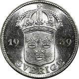 SWEDEN Gustaf V Silver 1939 G 50 Ore Mintage-921,750 UNC KM# 788 (22 259)