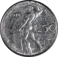 Italy Stainless Steel 1978 50 Lire 24.8 mm KM# 95.1 (21 624)