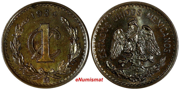 Mexico ESTADOS UNIDOS MEXICANOS Bronze 1934 1 Centavo UNC KM# 415 (15 557)