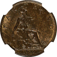 Great Britain George V (1910-1936) Bronze 1932 Farthing NGC MS64 BN KM# 825 (045