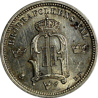 SWEDEN Oscar II Silver 1899 EB 10 Ore aUNC Condition KM# 755 (15 581)