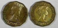 Great Britain Elizabeth II LOT OF 2 COINS 1965 3 Pence KM# 900 (20 273)
