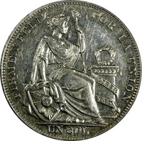 Peru Silver 1934 1 Sol  37mm  Mint Luster aUNC KM# 218.2 (18 170)