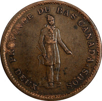 Canada LOWER CANADA Copper 1837 2 Sous People's Bank Mint-120,000 KM# Tn12 (459)
